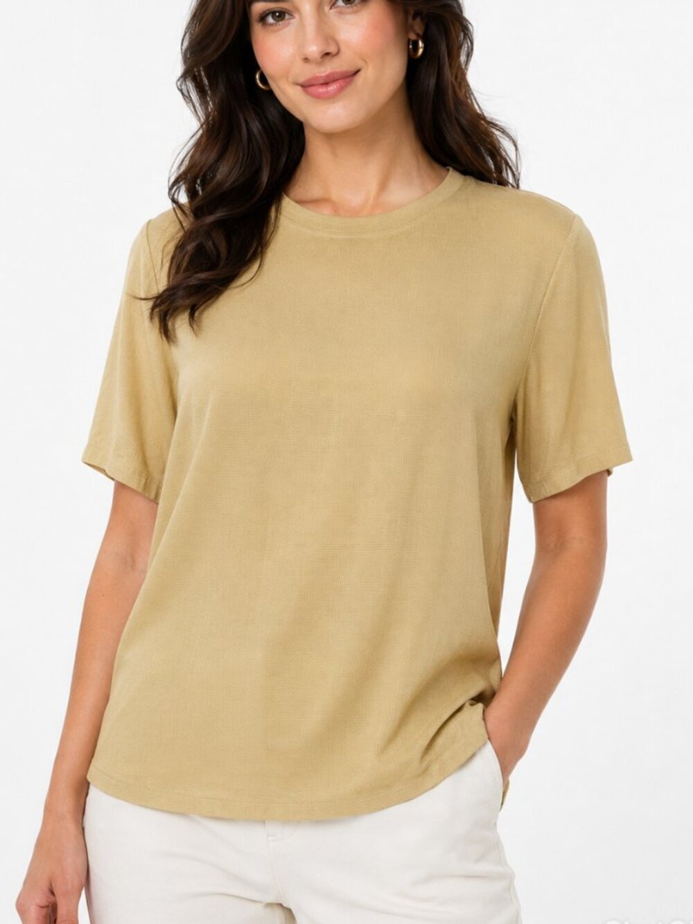 Women's 100% Silk Short‎ Sleeve Soft Butter Yellow Blouse Size M